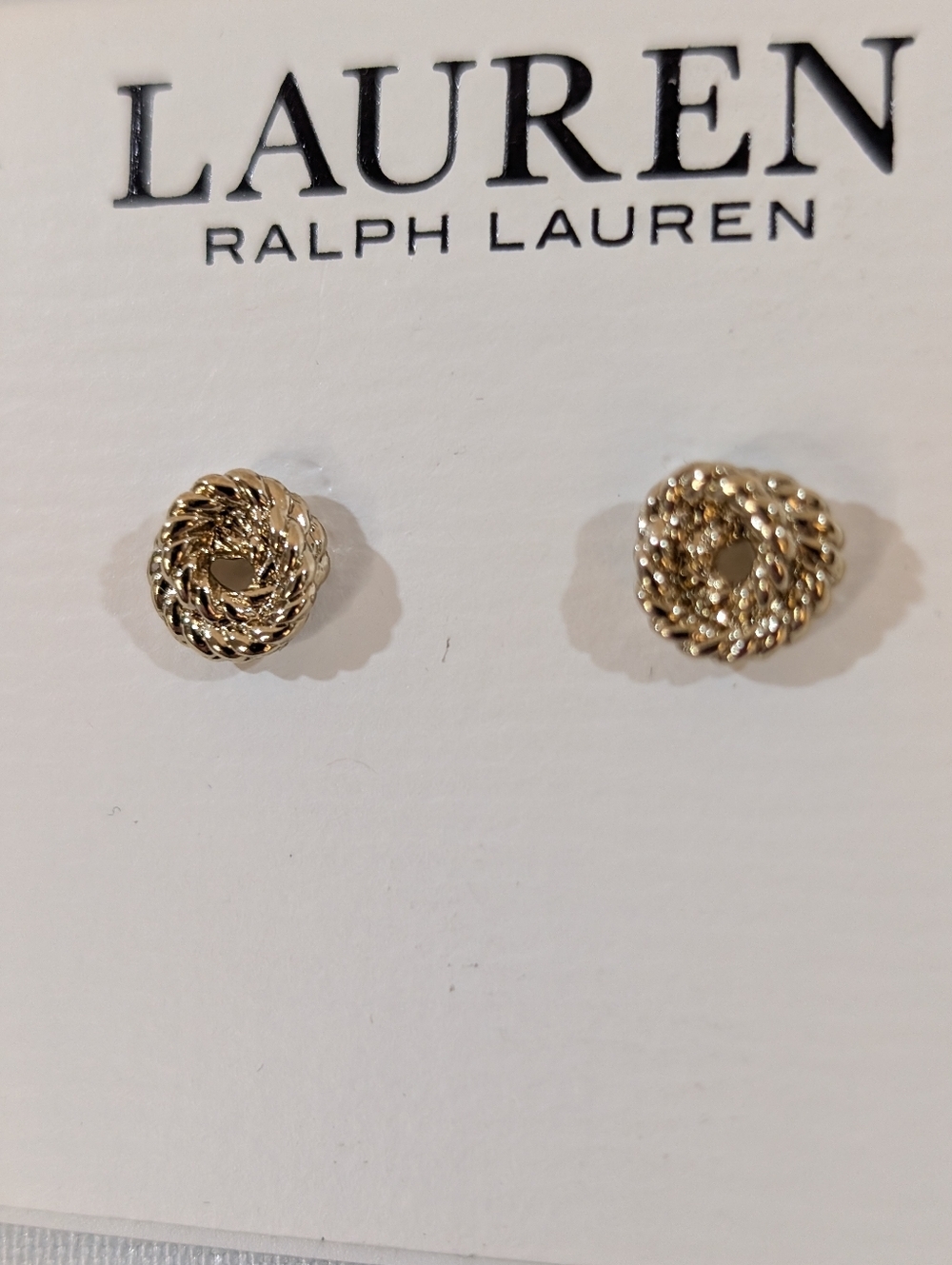 Lauren Ralph Lauren Gold Tone Earrings Braided Love Knot - Picture 2 of 4